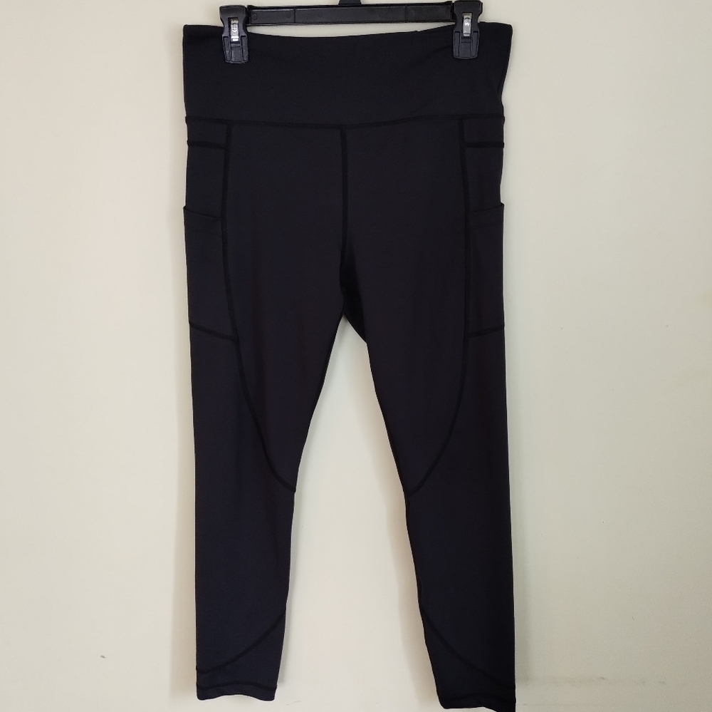 Zyia Active Black Side Pocket Athleisure Leggings High Rise Size 12